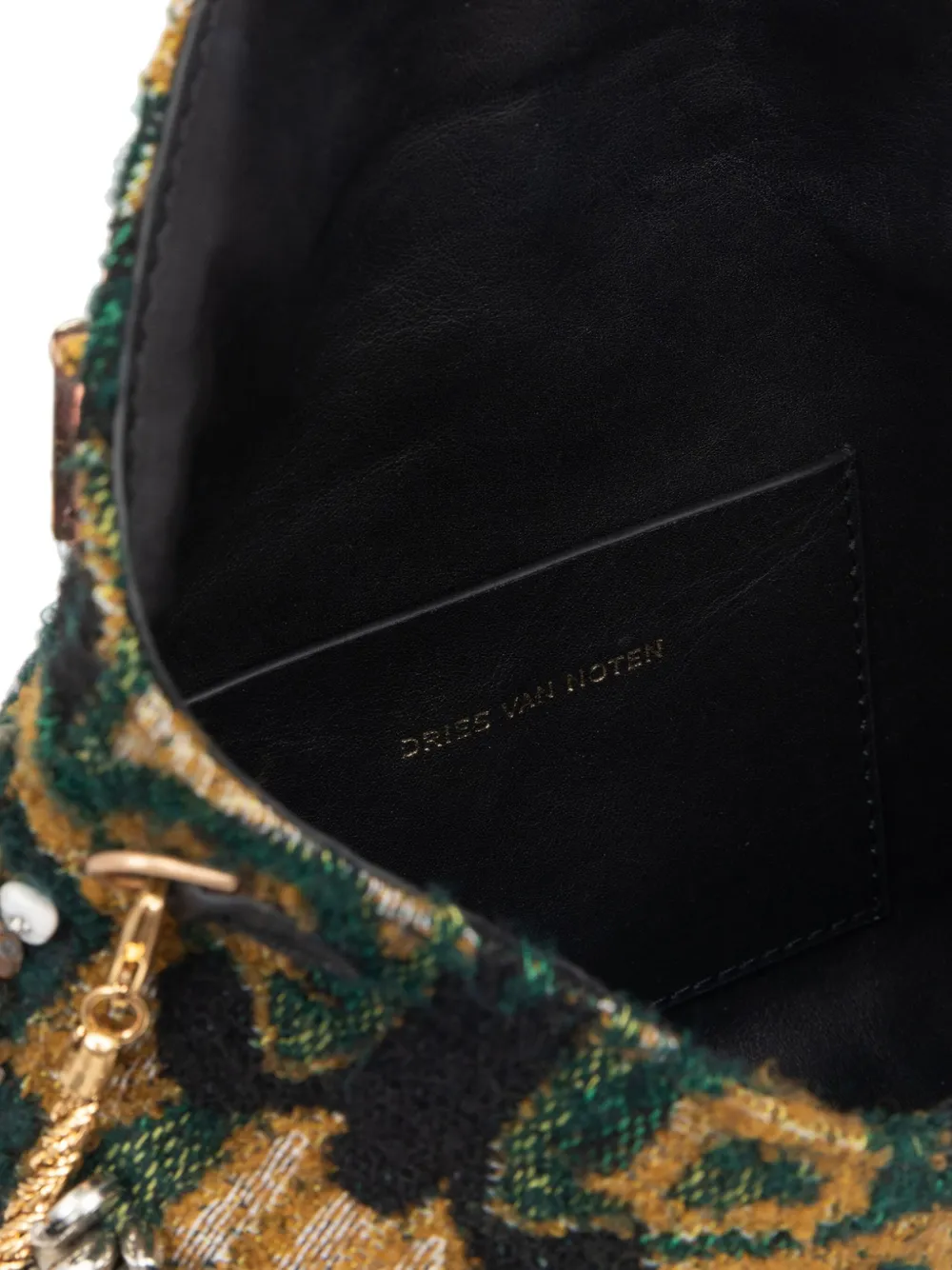 Dries Van Noten Bead-embellished Envelope Clutch Bag In Green