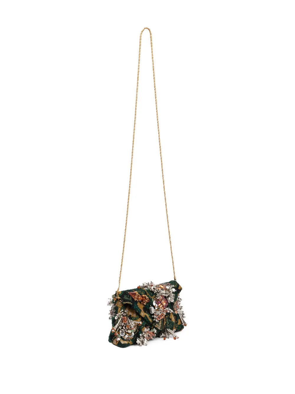 Dries Van Noten Bead-embellished Envelope Clutch Bag In Green