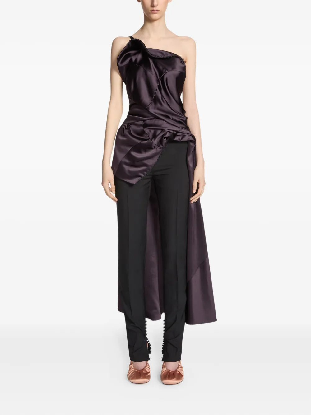 DRIES VAN NOTEN Asymmetrische top met gedrapeerd detail - Paars