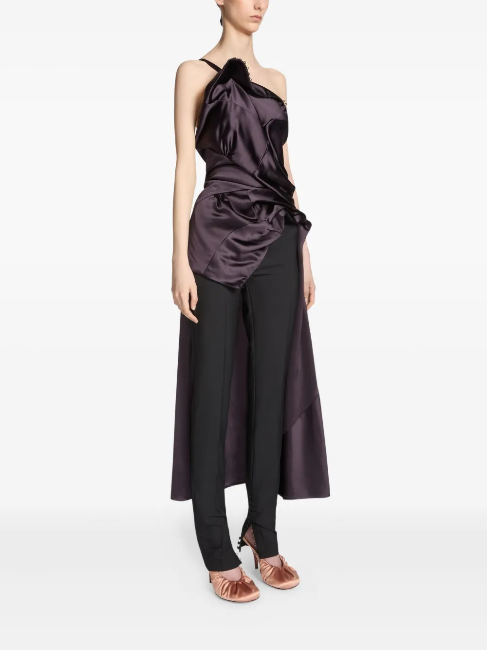 Dries Van Noten Drape-details One-shoulder Top In Brown