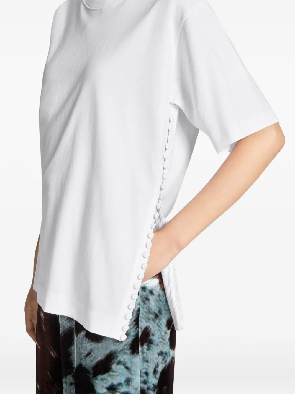 DRIES VAN NOTEN Katoenen T-shirt met verfraaide knopen Wit