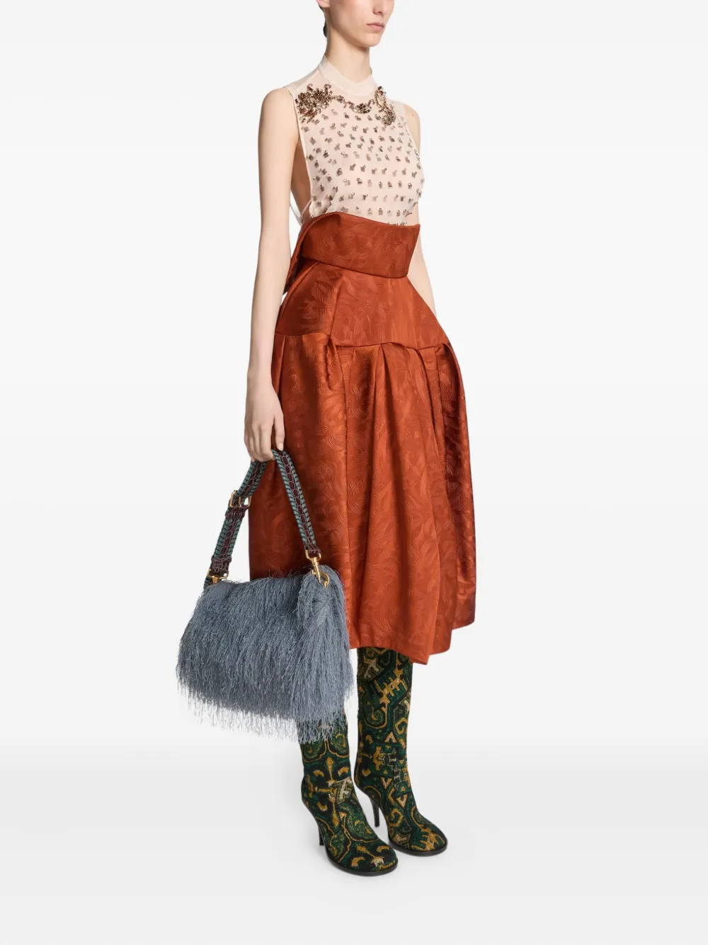 DRIES VAN NOTEN Midi-rok met jacquard Rood