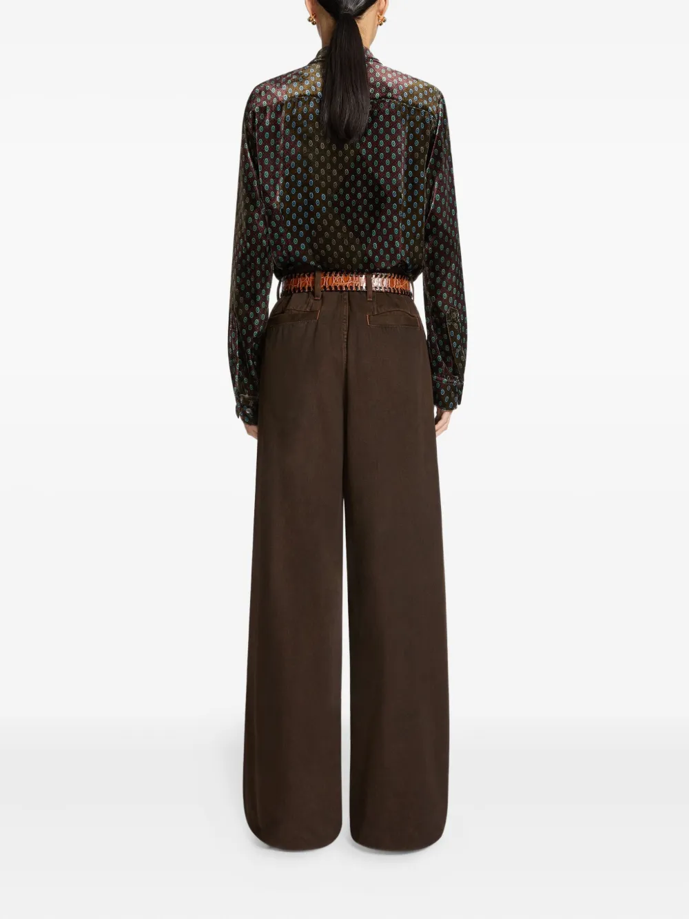 Dries Van Noten Stripe-details Denim Trousers In Brown