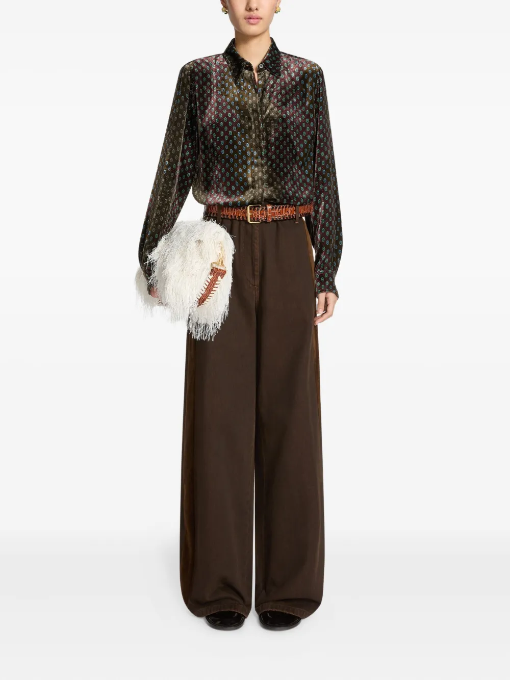 DRIES VAN NOTEN Denim broek met streepdetails - Bruin