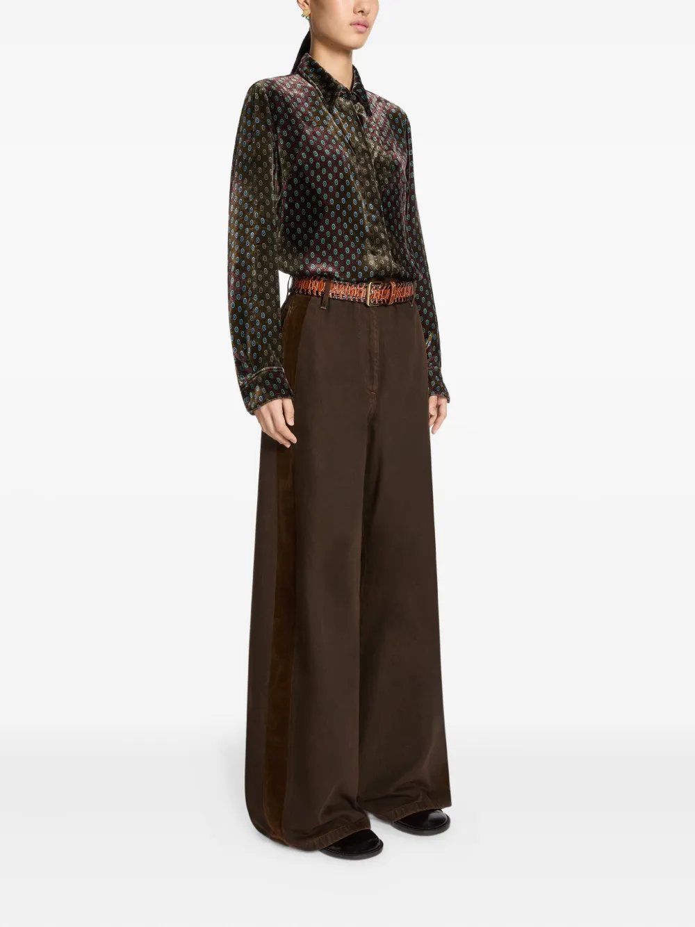 Dries Van Noten Stripe-details Denim Trousers In Brown