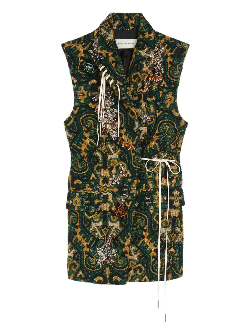 DRIES VAN NOTEN embellished sleeveless blazer | Green | Image 1