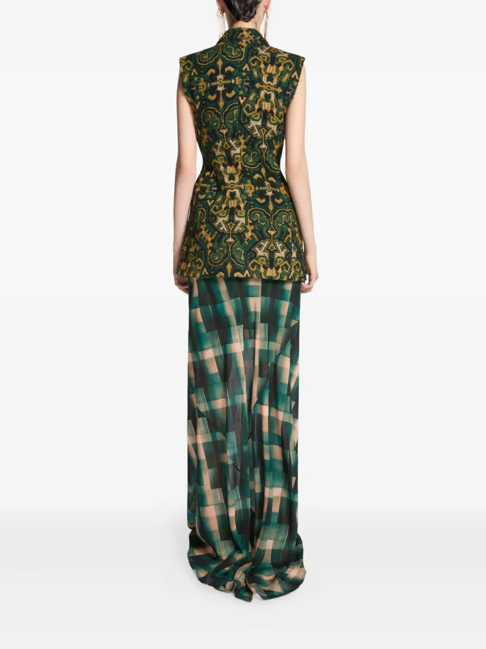 DRIES VAN NOTEN Verfraaide mouwloze blazer Groen