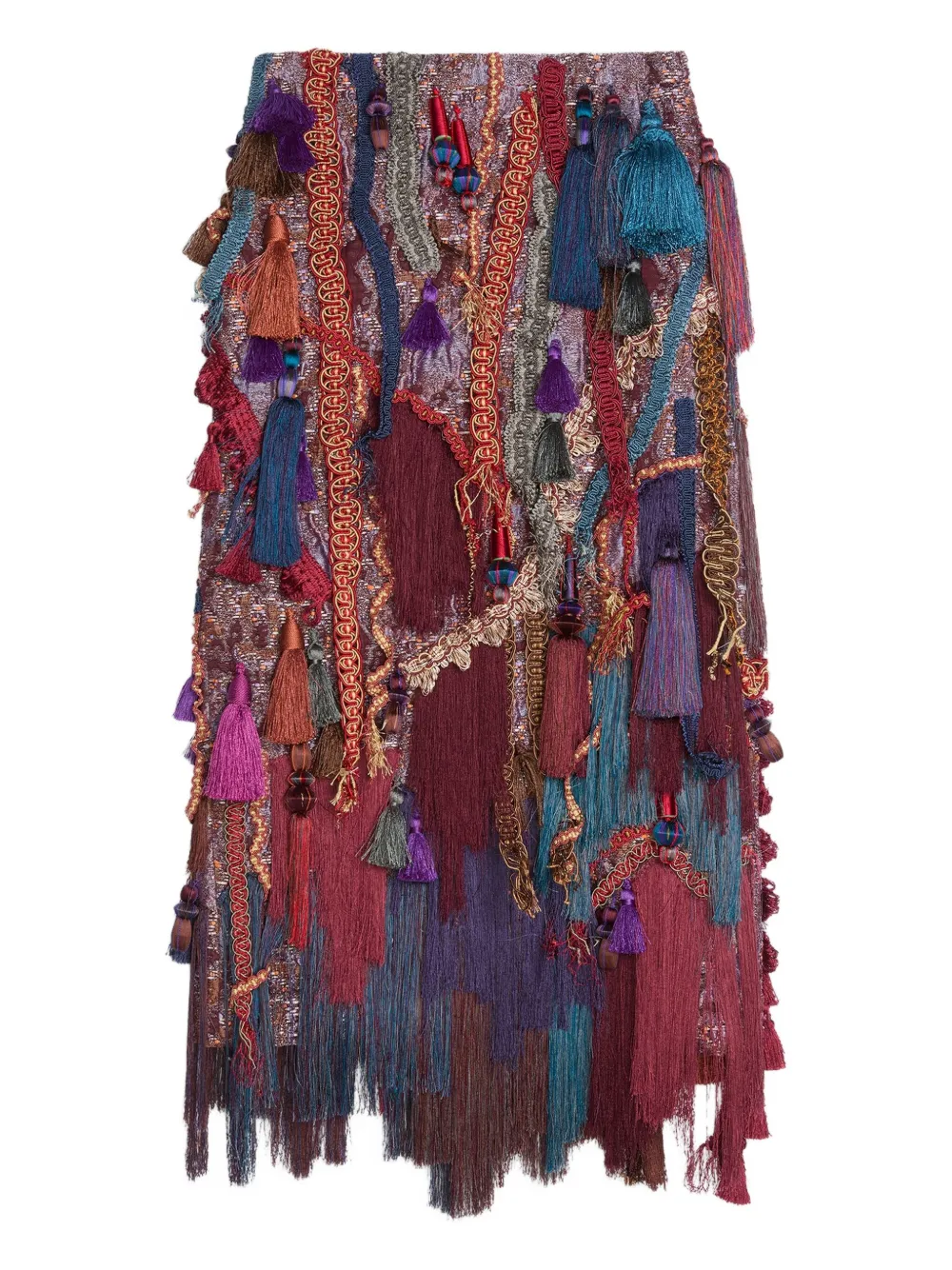 DRIES VAN NOTEN jupe mi-longue à franges | rouge | Image 1