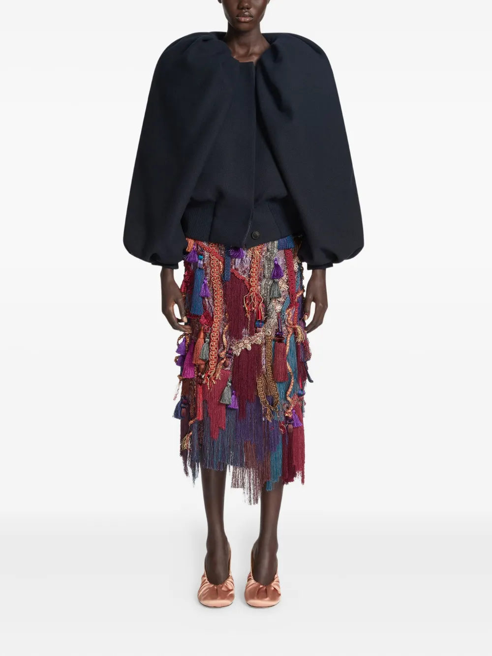 DRIES VAN NOTEN Midi-rok verfraaid met kwastjes - Rood