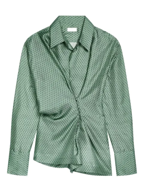 DRIES VAN NOTEN draped silk geometric blouse