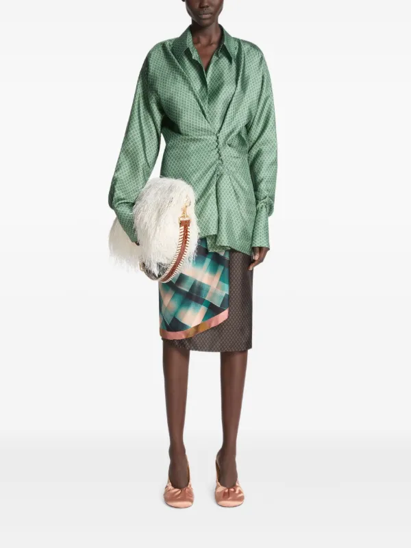 DRIES VAN NOTEN ジオメトリック シルクブラウス | グリーン | FARFETCH JP