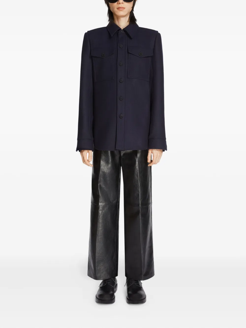 Dries Van Noten Flap-pocket Wool-blend Overshirt In Black