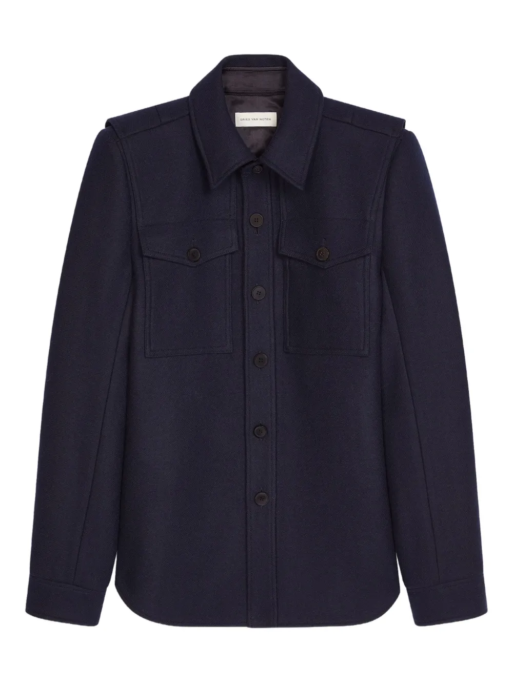 Dries Van Noten Flap-pocket Wool-blend Overshirt In Black
