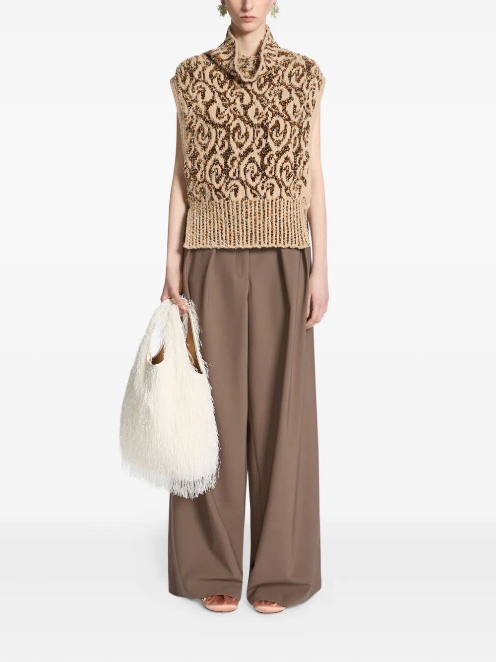 DRIES VAN NOTEN Shopper met franje - Beige
