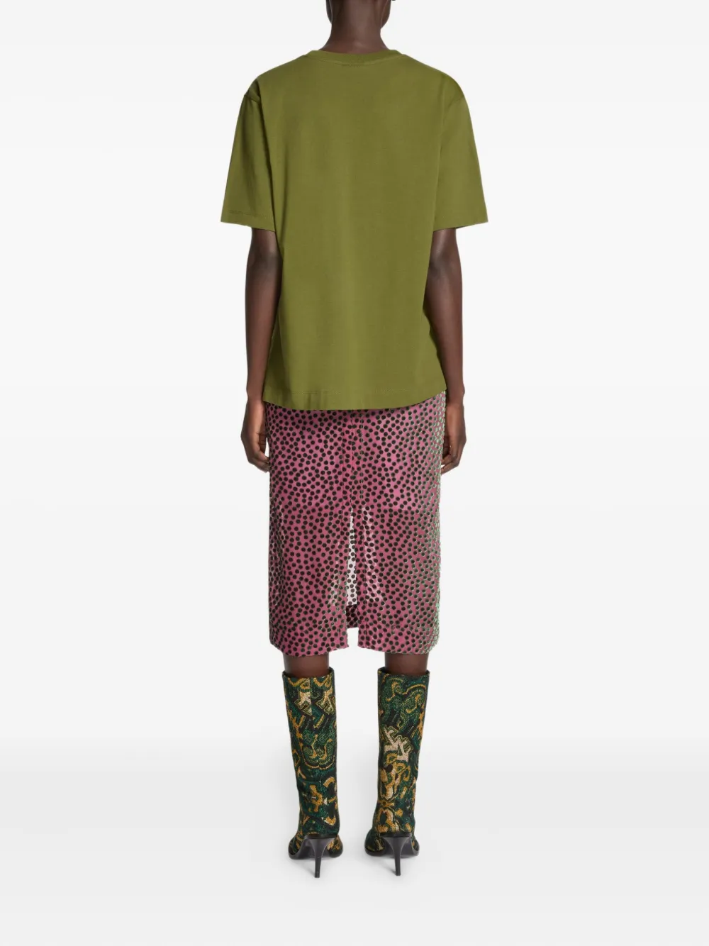 Dries Van Noten Button-embellishment Cotton T-shirt In Green