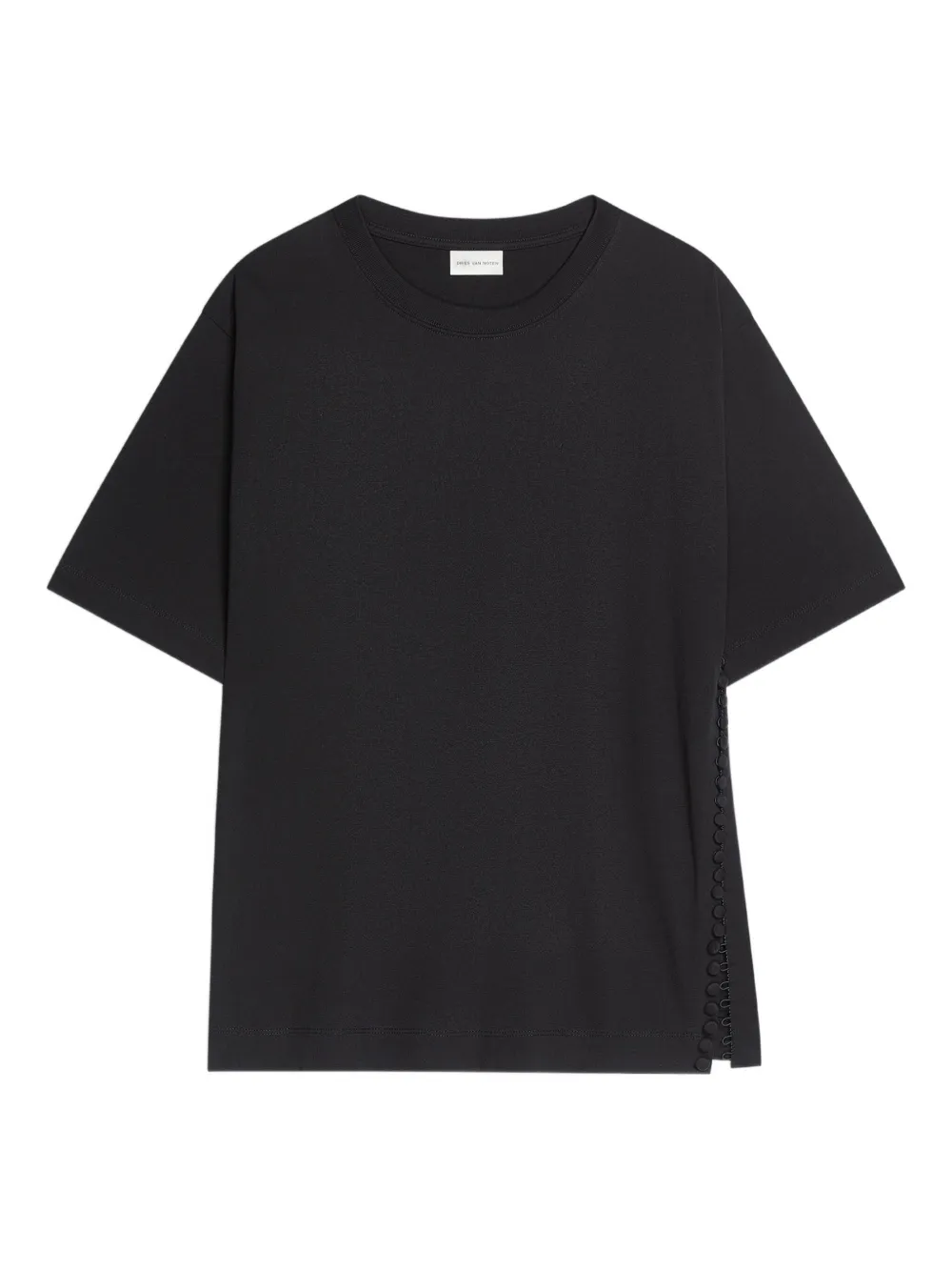 DRIES VAN NOTEN crew-neck button-embellishment T-shirt | Black | Image 1