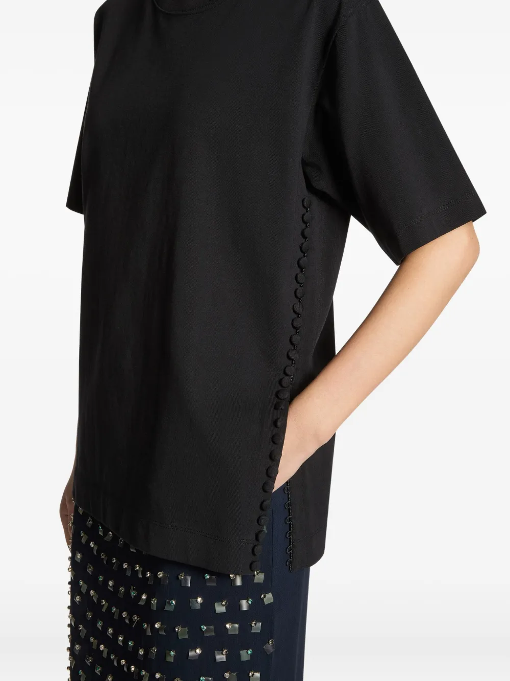 DRIES VAN NOTEN T-shirt verfraaid met knopen en ronde hals Zwart