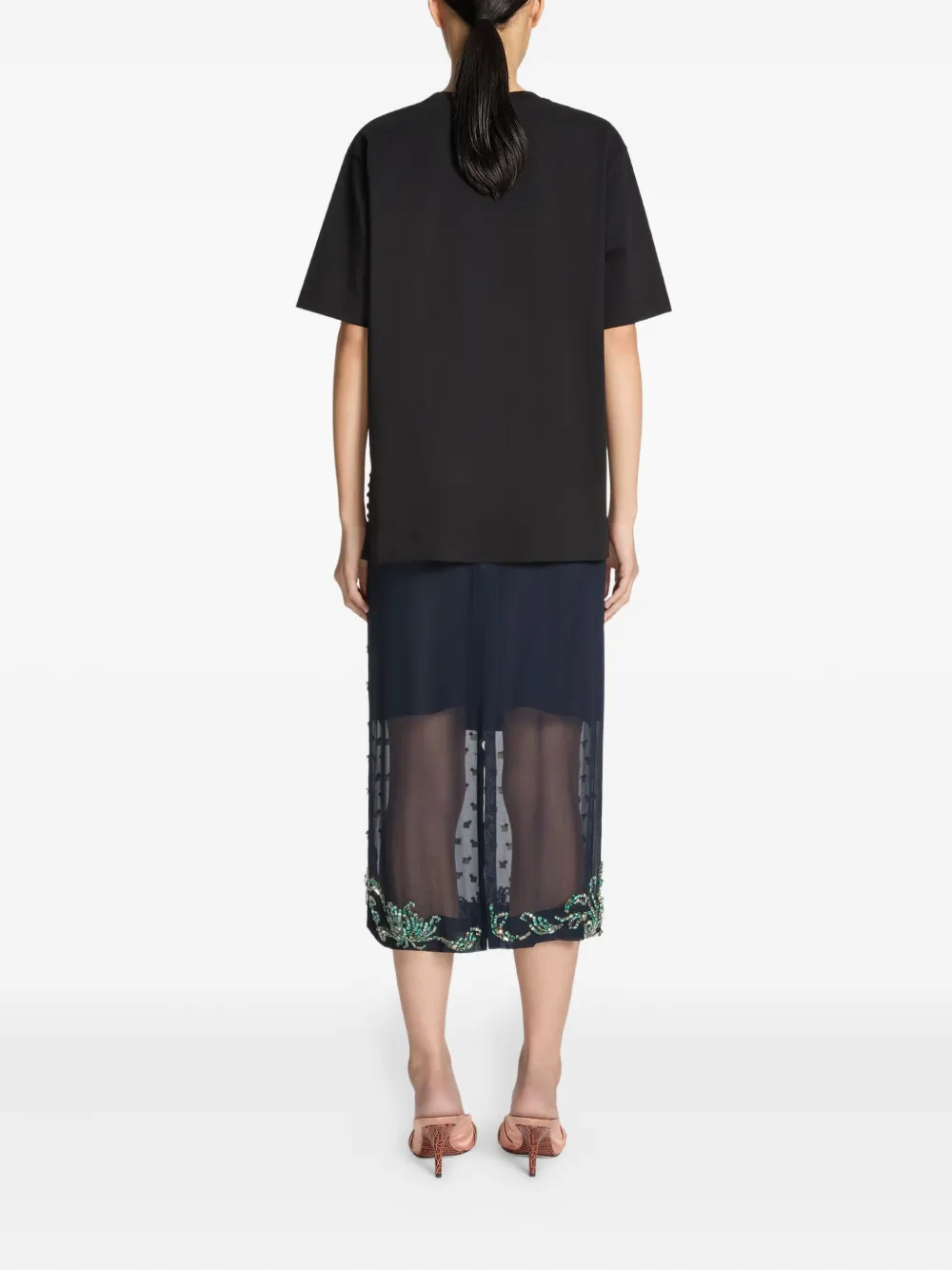 DRIES VAN NOTEN T-shirt verfraaid met knopen en ronde hals Zwart