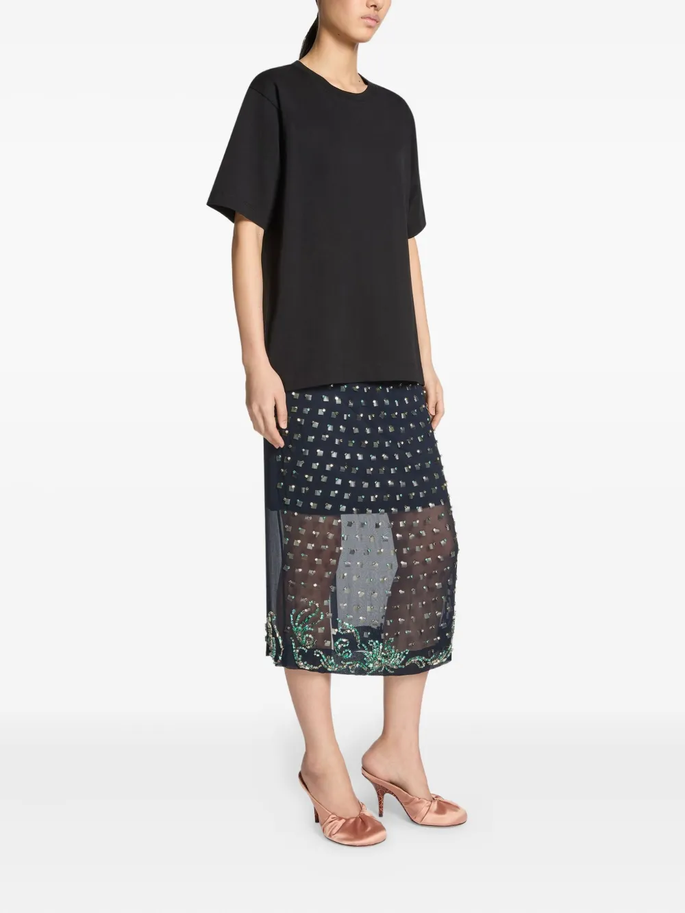 DRIES VAN NOTEN T-shirt verfraaid met knopen en ronde hals Zwart