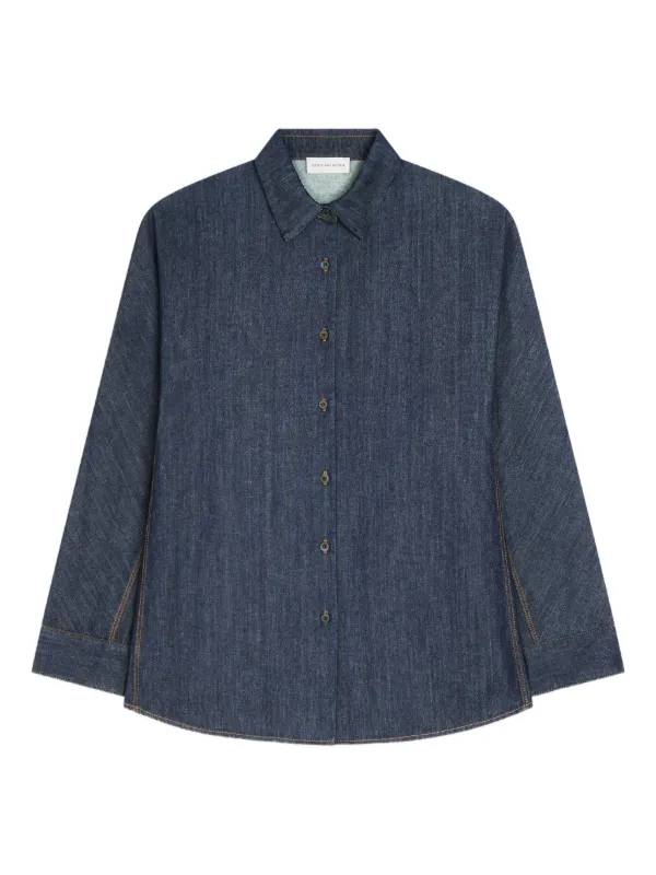 Dries Van Noten Contrast-stitching Denim Shirt in Blue