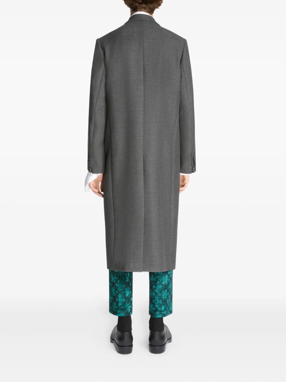 Dries Van Noten Long Double Breasted Wool Outerwear In Brown