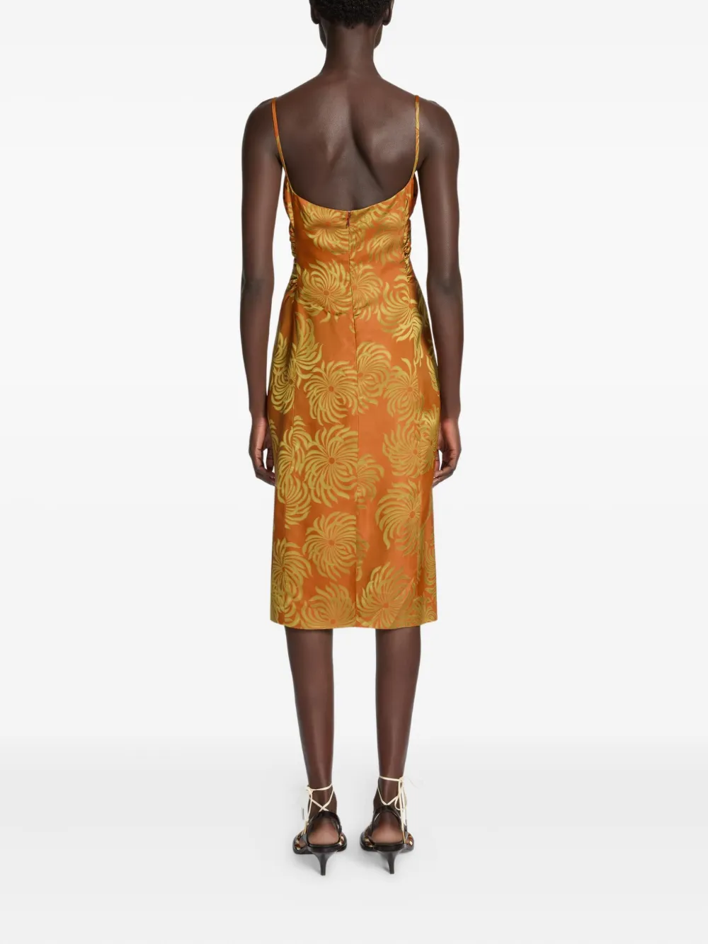 Dries Van Noten Geometric-pattern Midi Dress In Orange