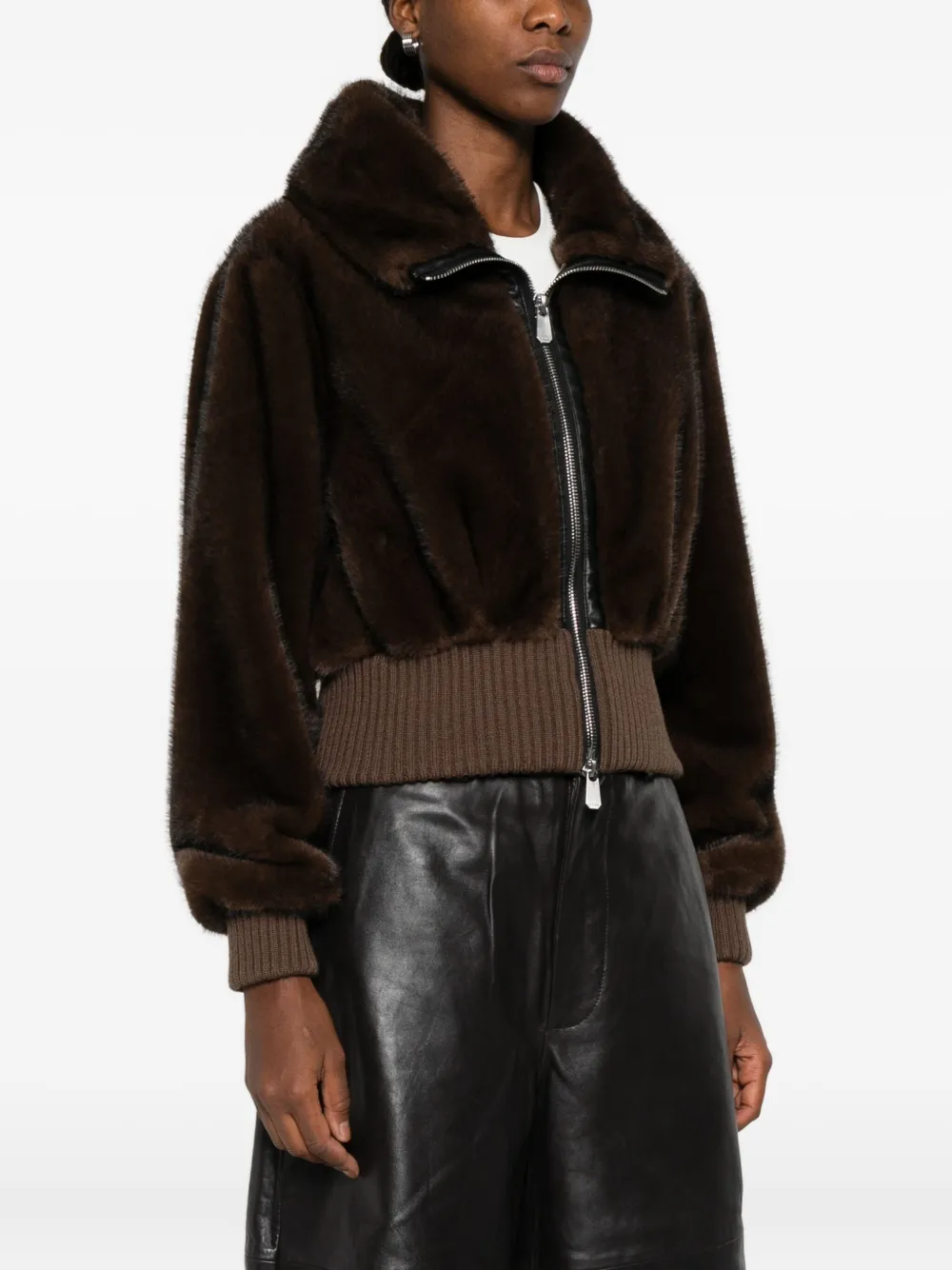 Pinko Faux-fur Jacket In Black