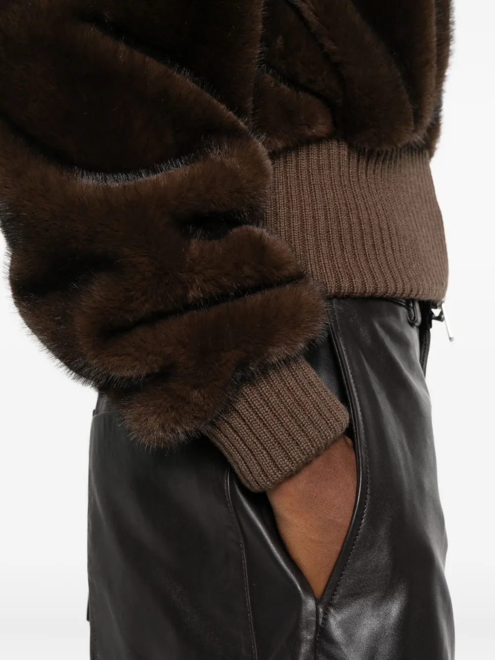 Pinko Faux-fur Jacket In Black