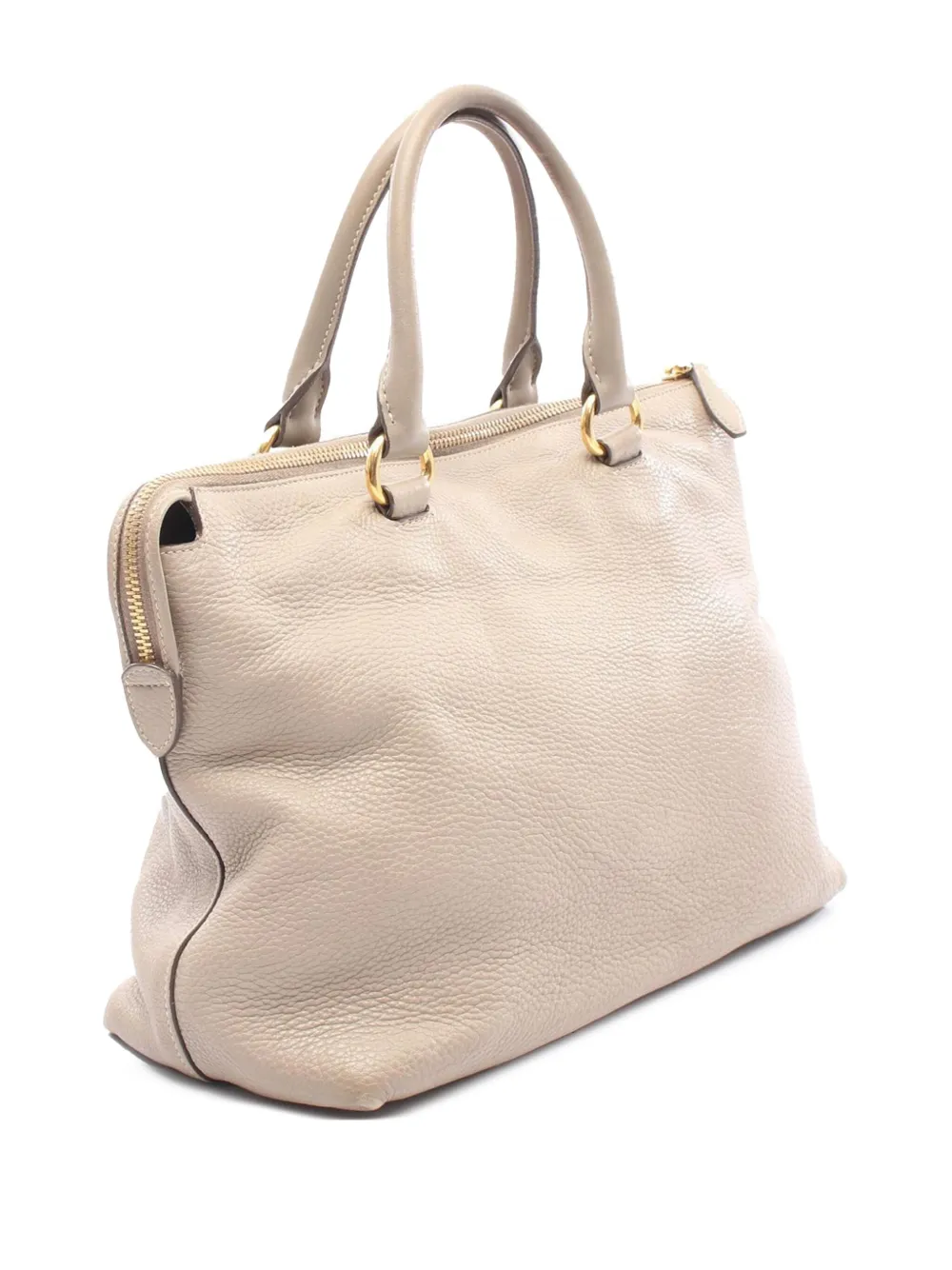 Pre-owned Prada 2000-2025 Vitello Daino Zip Top Convertible Tote Satchel In Brown
