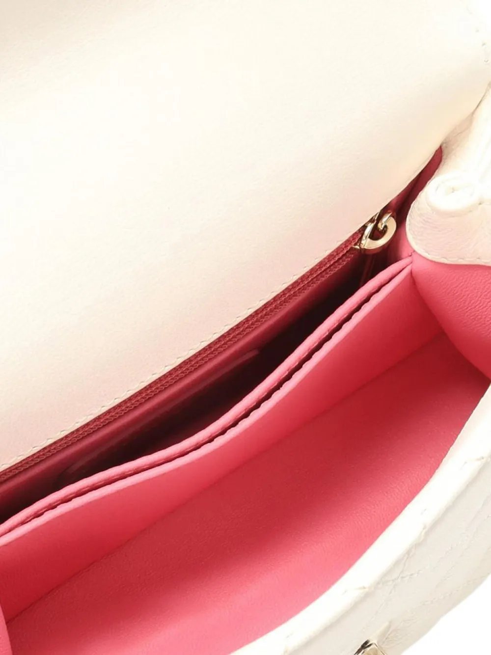 Pre-owned Chanel 2021 Extra Mini Quilted Goatskin Rainbow Coco Top Handle Bag Satchel In White