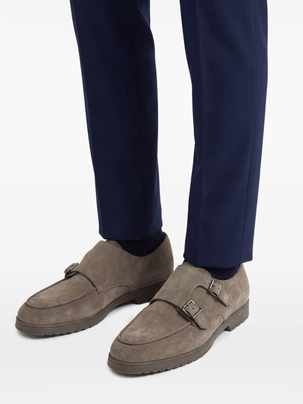 Doucal's Suède loafers met dubbele gesp Grijs