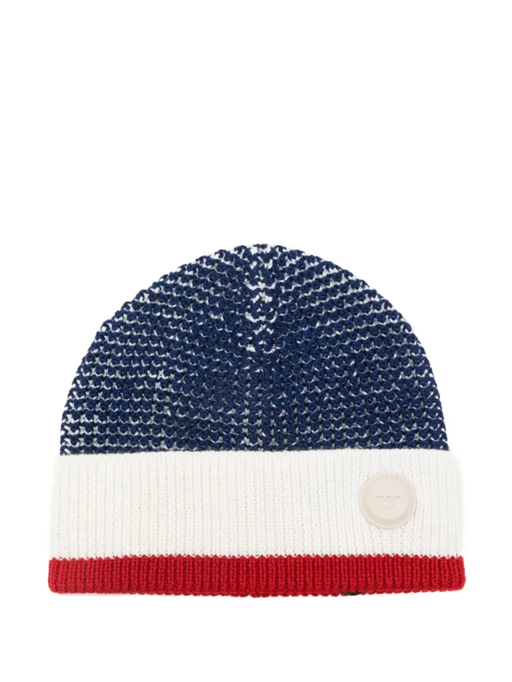 Emporio Armani Textured-logo Beanie In Blue