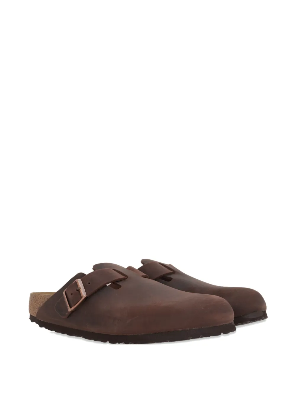 Birkenstock Boston buckled leather flat mules Brown