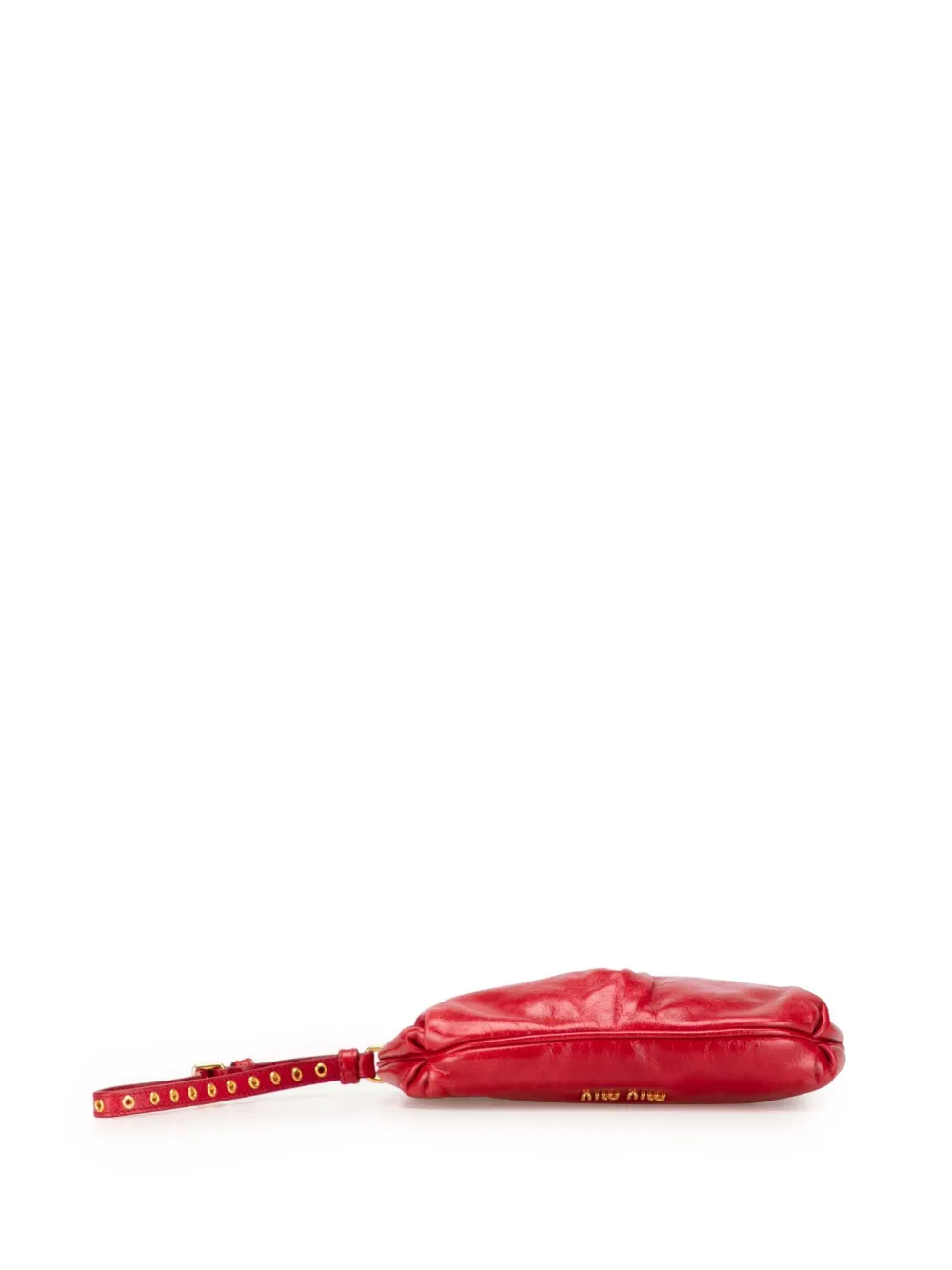 Pre-owned Miu Miu 2010-2025 Vitello Shine Bow Wristlet Clutch Bag In Red