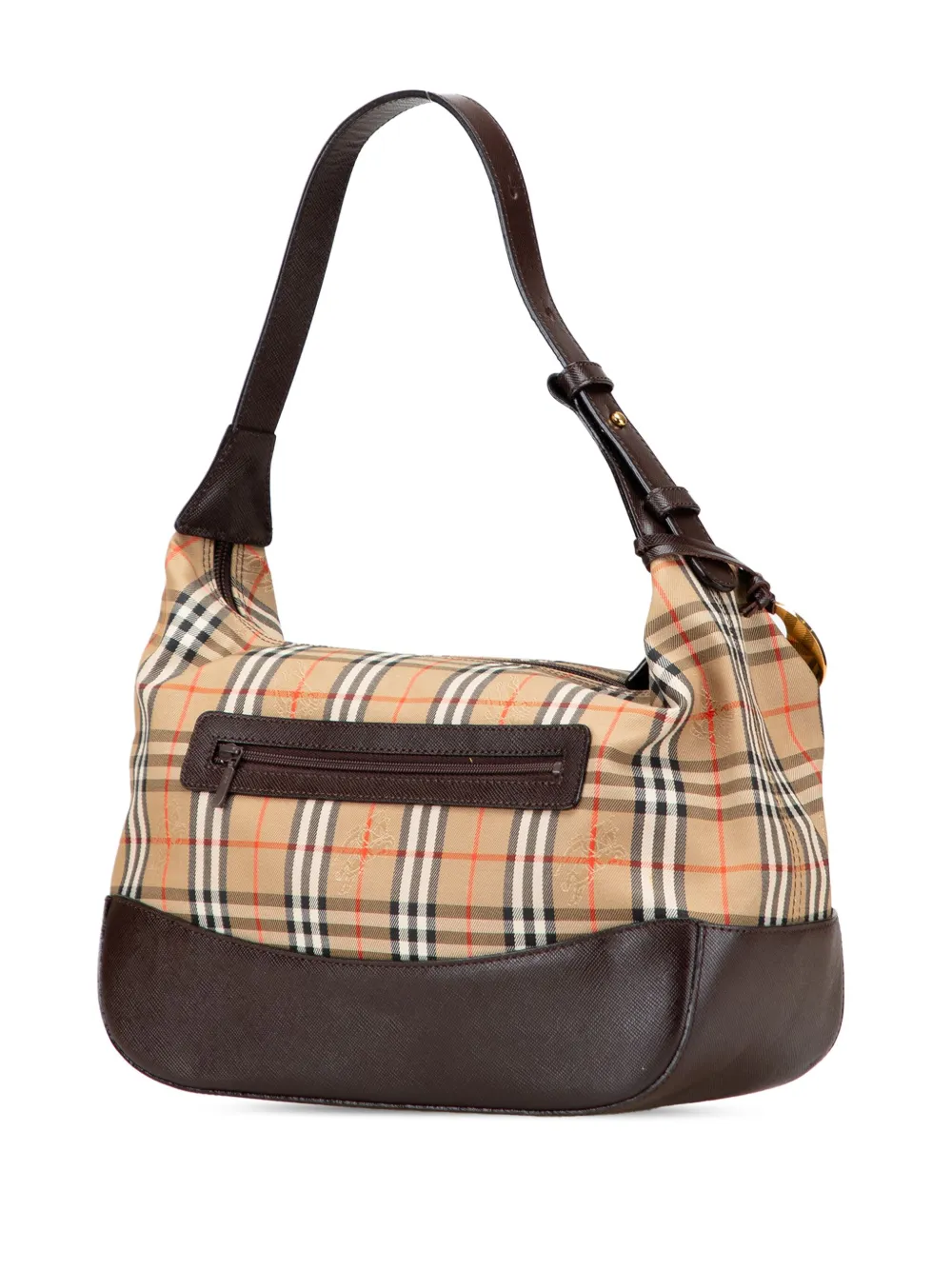 Pre-owned Burberry 2000-2017 Haymarket Check Canvas Shoulder Bag In Brown
