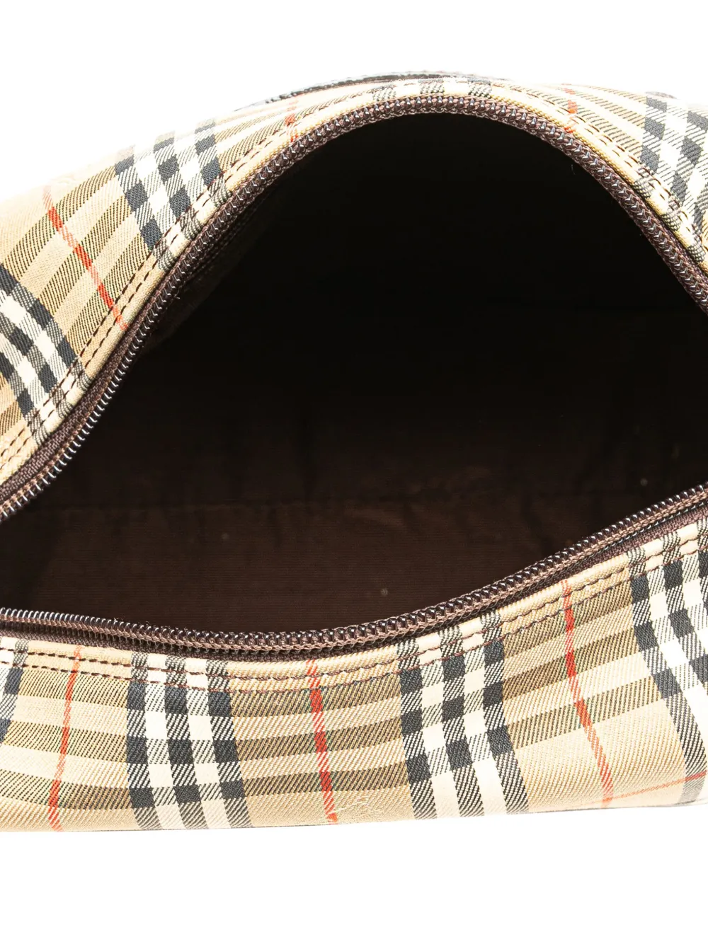 Pre-owned Burberry 2000-2017 Haymarket Check Canvas Shoulder Bag In Brown