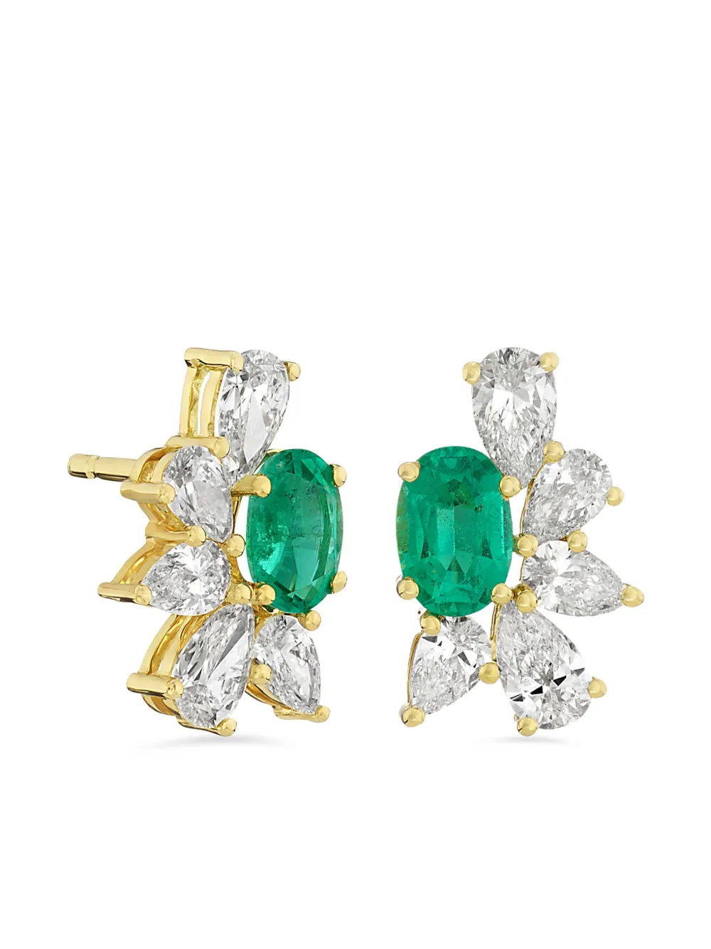 ROSEKEY 18K yellow gold Dew Drops diamond and emerald earrings - Oro