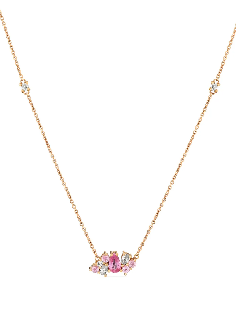 ROSEKEY 18K rose-gold Gooseberry sapphire diamond necklace - Rosa