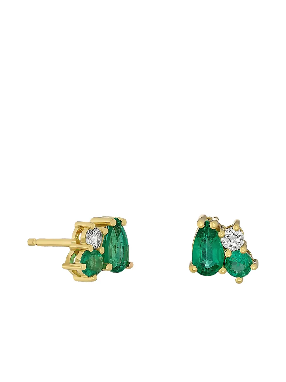 ROSEKEY 18K yellow gold Gooseberry diamond and emerald earrings - Oro