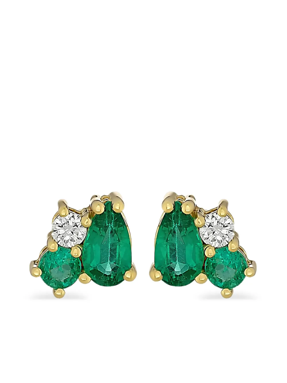 ROSEKEY 18K yellow gold Gooseberry diamond and emerald earrings - Oro