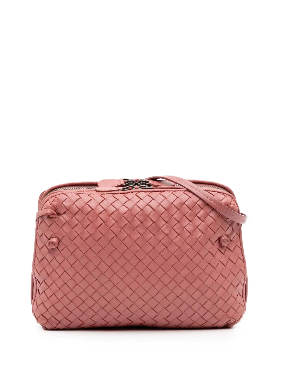 Bottega Veneta Pre-Owned 2012-2025 Nappa Intrecciato Nodini Double Zip crossbody bag | Pink | Image 1