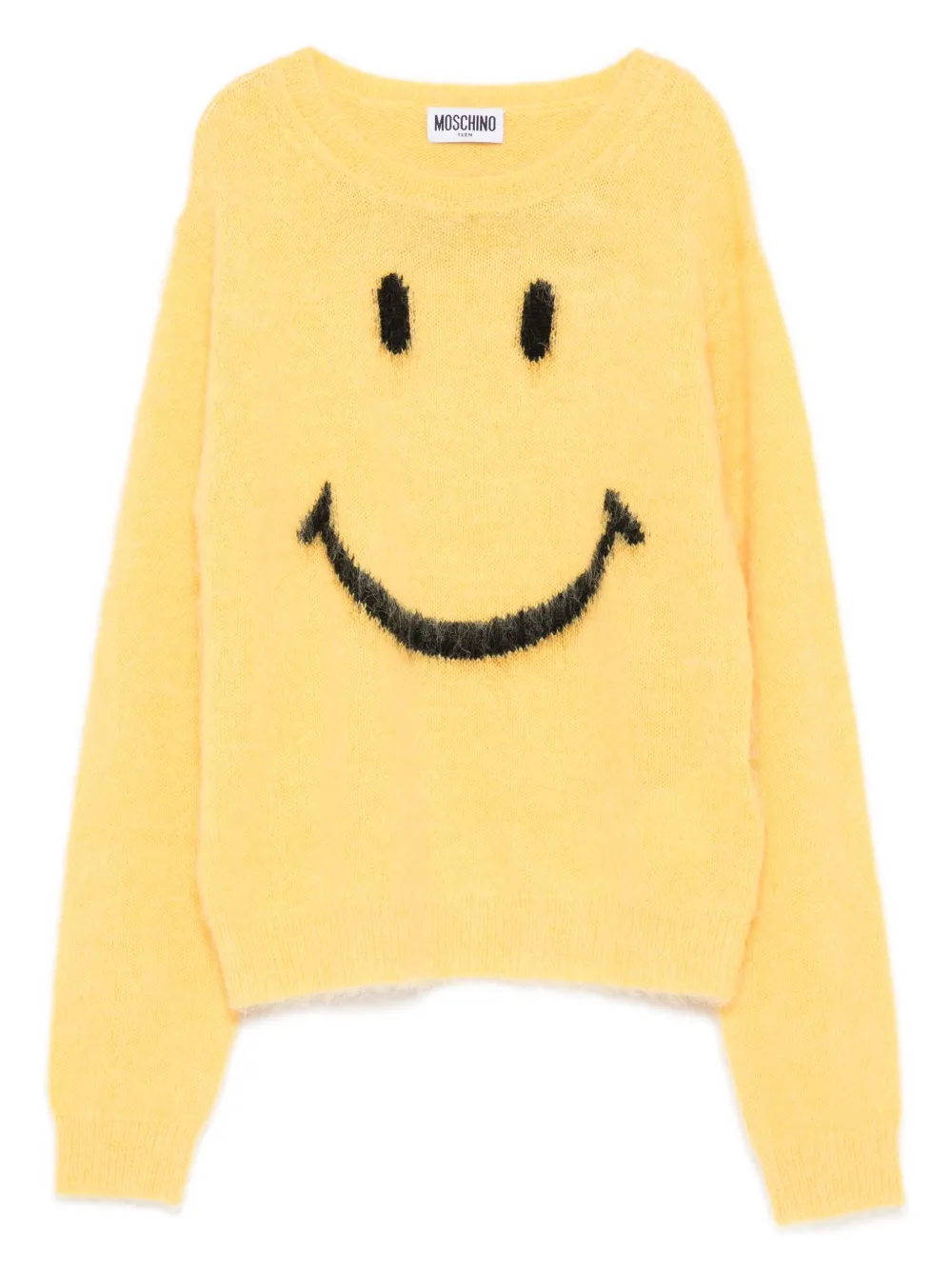 Moschino Kids smiley-face mohair sweater | Yellow | Image 1