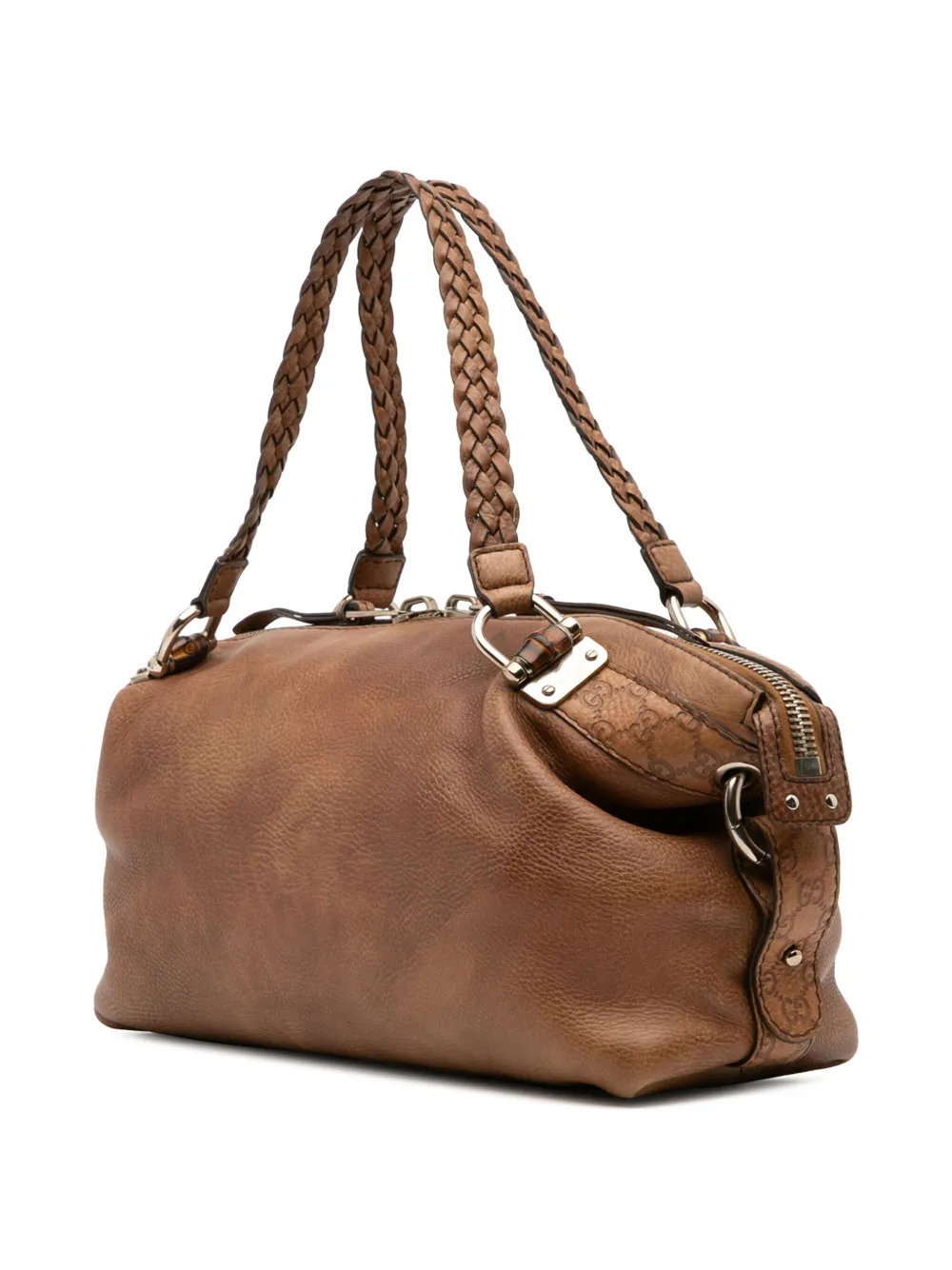 Pre-owned Gucci 2016-2025 Medium Leather Bamboo Bar Tote Bag In Brown