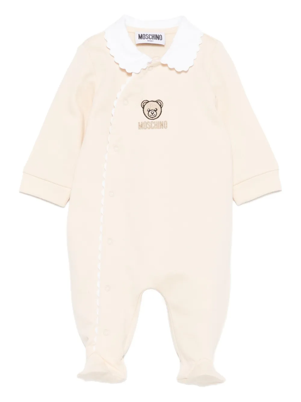 Moschino Kids teddy bear-embroidered babygrow | Neutrals | Image 1