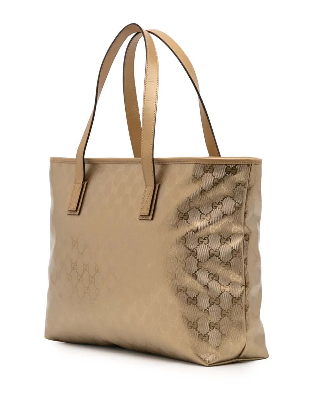 Pre-owned Gucci 2016-2025 Medium Gg Imprime Tote Bag In Gold