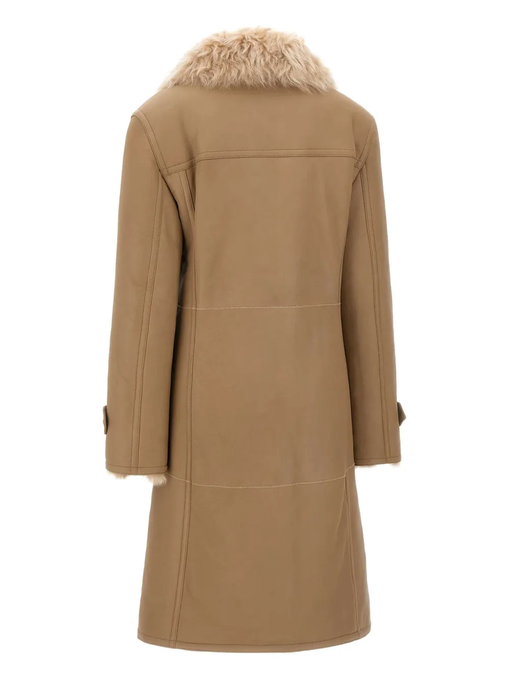 Rabanne Lambskin Fur-trimmed Toggle Coat In Brown