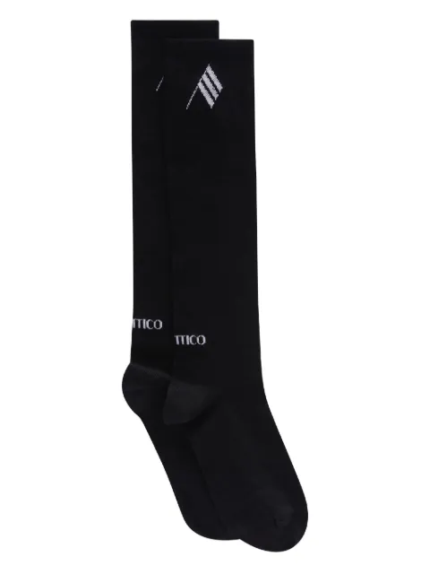 The Attico logo-embroidered knee-high socks