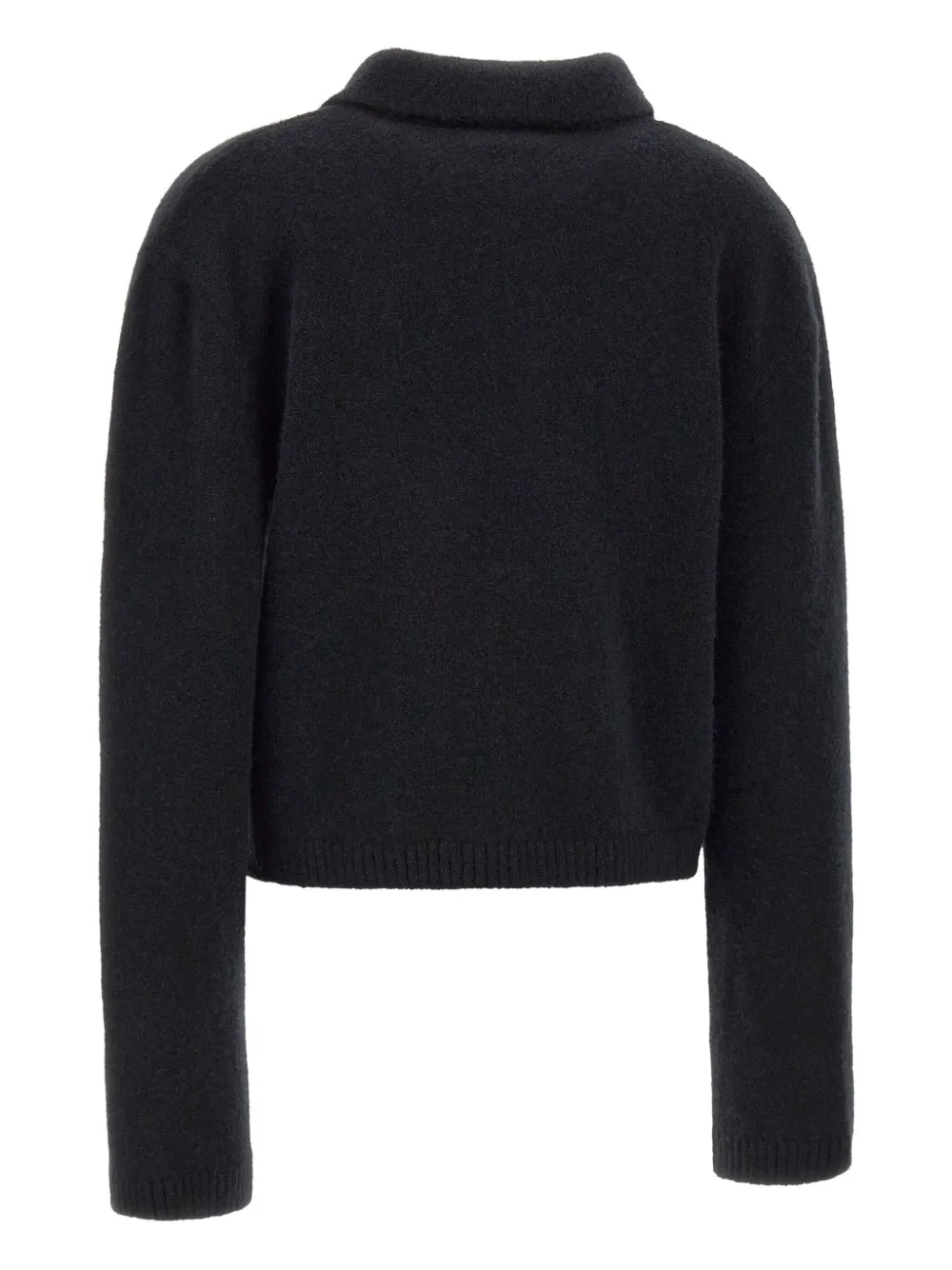 Laneus cropped long-sleeve polo top - Zwart