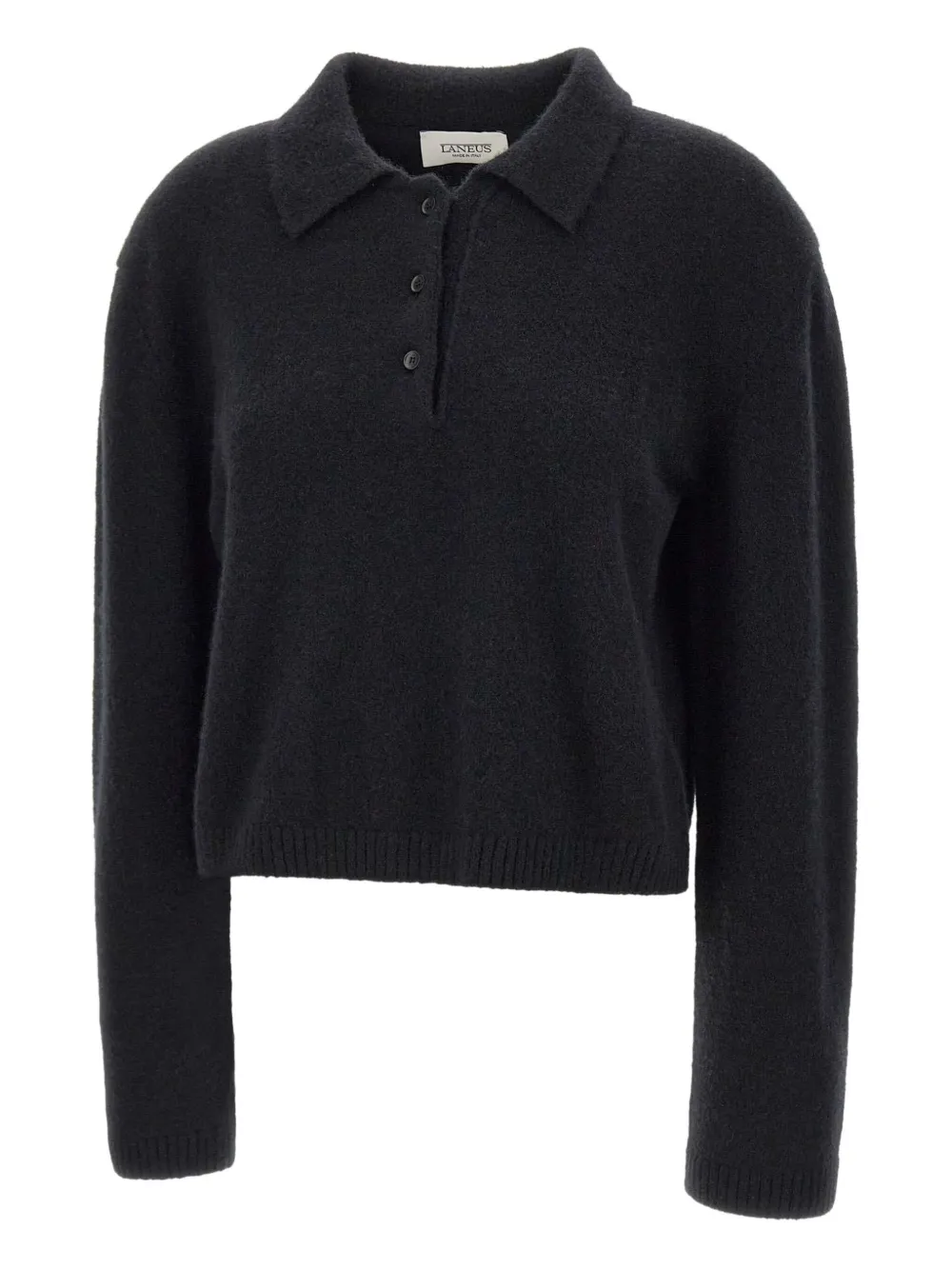 Laneus cropped long-sleeve polo top | Black | Image 1