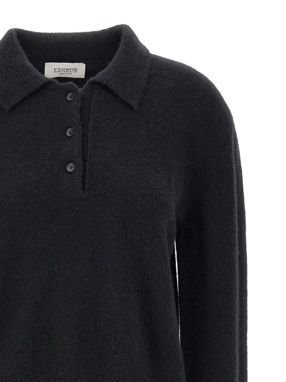 Laneus Cropped Long-sleeve Polo Top In Blue